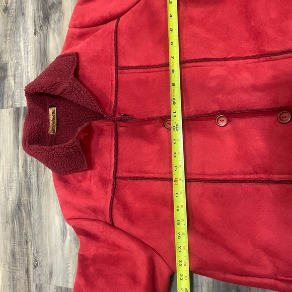 Vintage Red Teddy Jacket With Fur Trim - Picture 5 of 5